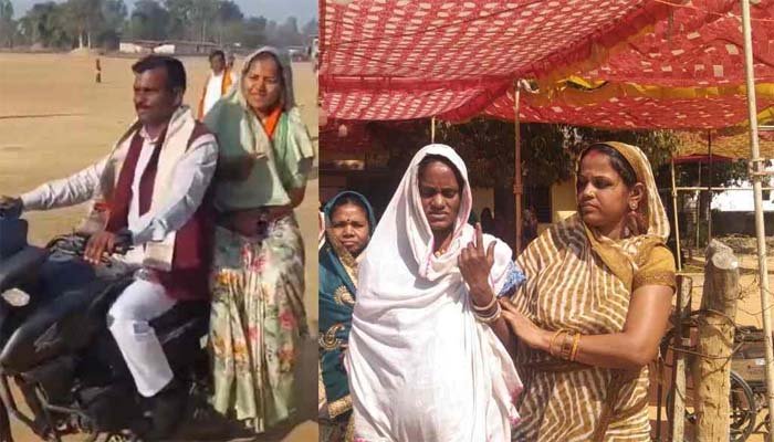 Panchayat elections: मंत्री लक्ष्मी राजवाड़े पति के साथ बाइक में पहुंची मतदान केंद्र, 9 माह की गर्भवती ने भी डाला वोट