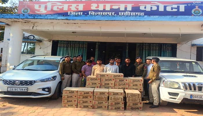 Police action: मध्यप्रदेश की 50 पेटी शराब जब्त, 5 आरोपी गिरफ्तार