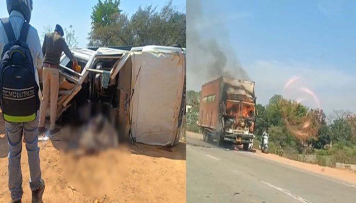 नेशनल हाईवे में ट्रक-बोलेरो की भिड़त से 4 की मौत, गुस्साई भीड़ ने ट्रक को लगाई आग 1 image 2025 02 26T142408.661