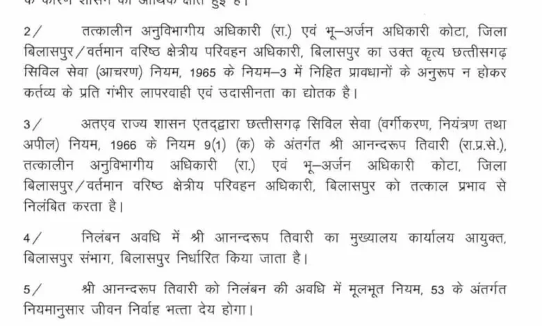 भू-अर्जन में गड़बड़ी पर अफसर सस्पेंड, शासन को हुआ आर्थिक नुकसान 1 4643751 untitled 30 copy