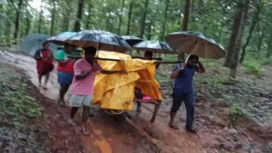पाली विकासखंड, जलहल गांव, खाट पर मरीज, Pali development block, Jalhal village, Patient on cot, Walking for treatment, Roadless village, Ambulance did not arrive, इलाज के लिए पैदल, सड़कविहीन गांव, एम्बुलेंस नहीं पहुंची,