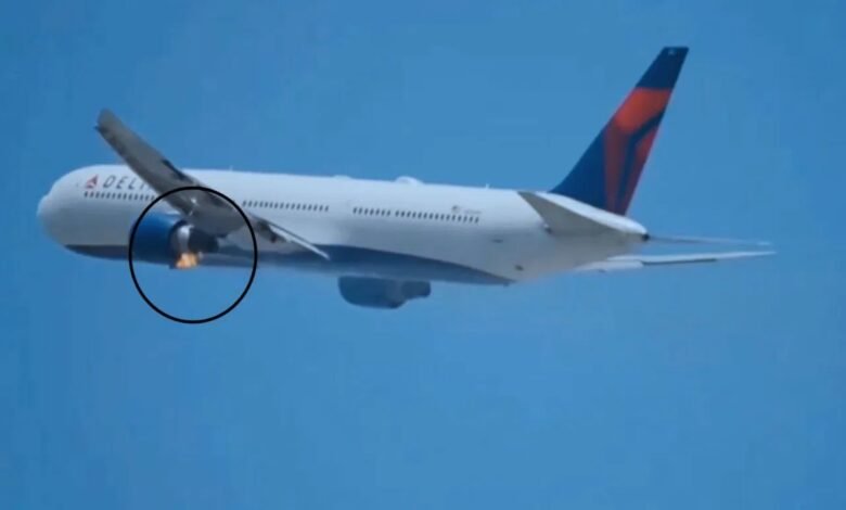 डेल्टा एयरलाइंस इंजन में आग, लॉस एंजेलिस विमान हादसा, इमरजेंसी लैंडिंग,Delta Airlines engine fire, Los Angeles plane crash, Emergency landing, Boeing 767-400 engine failure, FAA investigation, Flight DL446, बोइंग 767-400 इंजन फेल, FAA जांच, फ्लाइट DL446,