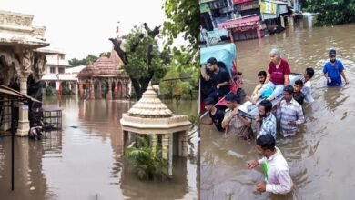 Rajasthan flood, Kota Bundi rain, Jaipur waterlogging, Mi-17 helicopter deployed, UP Ahraura dam, Mirzapur 22 gates opened, Flood in villages, Fields submerged, Weather department alert, Rajasthan red alert, Uttarakhand cloudburst, Chamoli Tharali rescue, Bihar flood, Punjab rain, Jharkhand alert, Sawai Madhopur culvert broken,