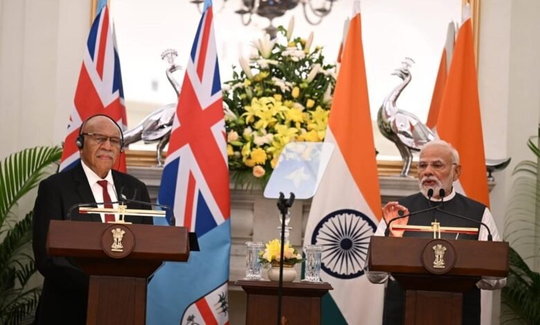 पीएम नरेंद्र मोदी, फिजी प्रधानमंत्री सितिवेनी लिगामामदा रबुका, अमेरिकी टैरिफ वॉर, , भारतीय सामान पर 50% टैरिफ,PM Narendra Modi, Fiji Prime Minister Sitiveni Ligamamada Rabuka, US tariff war, 50% tariff on Indian goods, Indian Council of World Affairs (ICWA), Ocean of Peace speech, इंडियन काउंसिल ऑफ वर्ल्ड अफेयर्स (ICWA), ओशन ऑफ पीस भाषण,