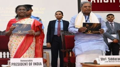 CM Siddaramaiah, President Draupadi Murmu, Kannada language law, Karnataka politics controversy, BJP reaction, Sonia Gandhi, AIISH Golden Jubilee, Kannada language protection, Vijayendra statement,