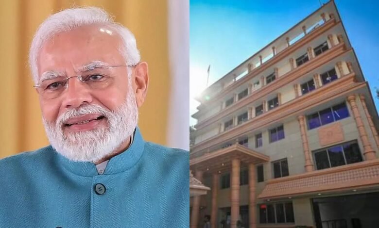 Delhi BJP New Office, PM Modi Inauguration, Deendayal Upadhyay Marg, Virendra Sachdeva, JP Nadda, Pant Marg, Party Bhawan Speciality, 825 sqm, Auditorium, Office Facilities, Delhi BJP Organisation, Navratri, Press Conference Room, Basement Parking,