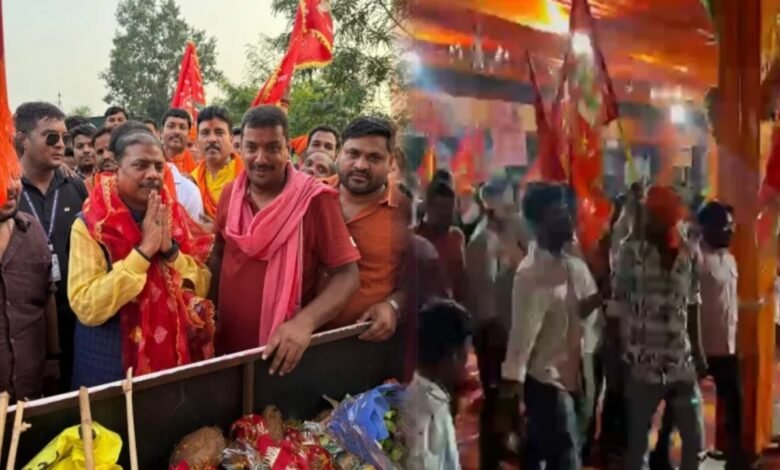 रतनपुर महामाया मंदिर में ध्वजा यात्रा का समापन, MLA सुशांत शुक्ला ने पूरी की 200 किमी की पदयात्रा