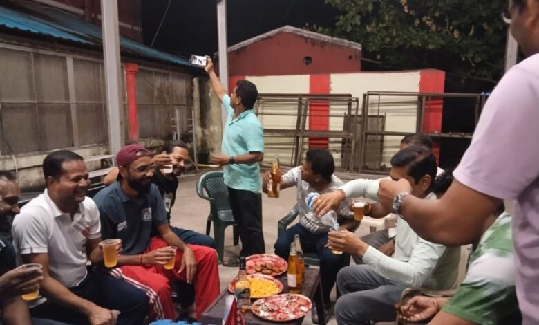 Officers' Drinking Party In The Boxing Ring