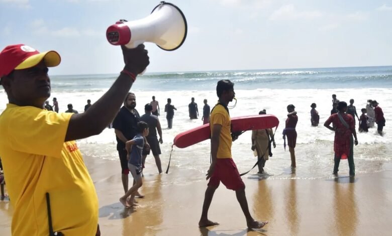 Montha Cyclone, Andhra Pradesh Alert, IMD Warning, Kakinada Coast, Heavy Rain, Strong Winds, Orange Alert, Yellow Alert, Chandrababu Naidu, Odisha Red Zone, NDRF Teams, SDRF Teams, Rescue Operation, Fire Units, Gajapati, Ganjam, Relief Centers, Bay of Bengal,