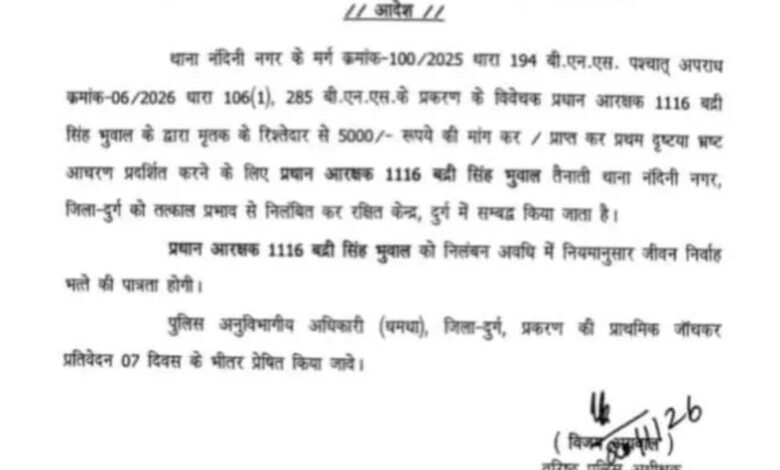 रिश्वतखोरी पर जीरो टॉलरेंस, एफआईआर के बदले पैसे लेने वाला प्रधान आरक्षक सस्पेंड 1 IMG 8118