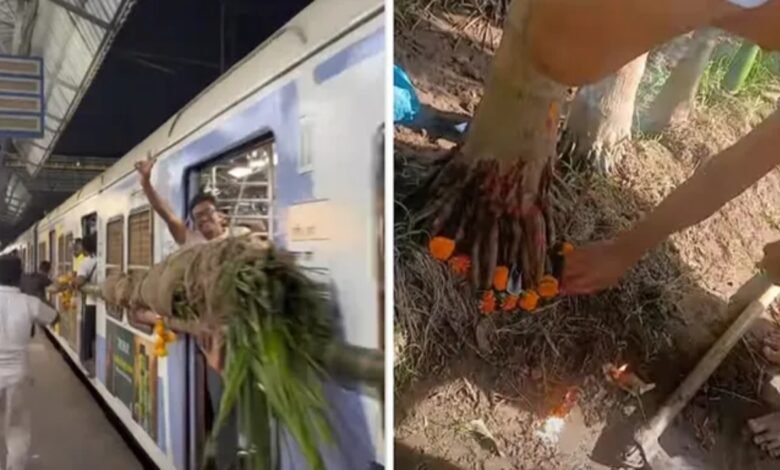 Mumbai Local Train, Holika Dahan, Tree Trunk on Train, Virar to Mahim, Western Railway, RPF Action, Passenger Safety, Viral Video Mumbai, Railway Act Case,